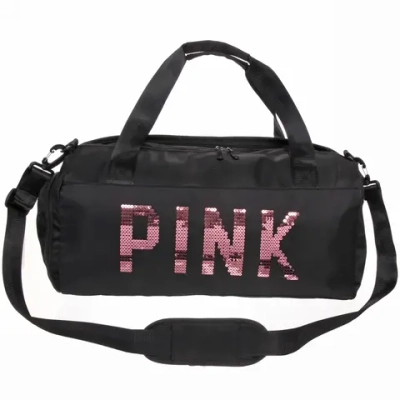 Сумка спортивная «Sport Pink»,водонепроницаемый отдел + 2 кармана+отдел под обувь, цвет черный, 42*24*18 см