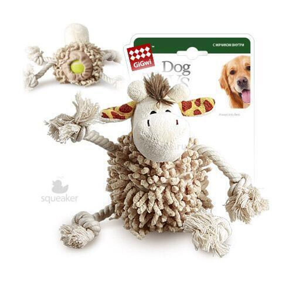 75072 Игрушка для собак Жираф с теннисным мячом 20см, серия CATCH & FETCH, Gigwi
