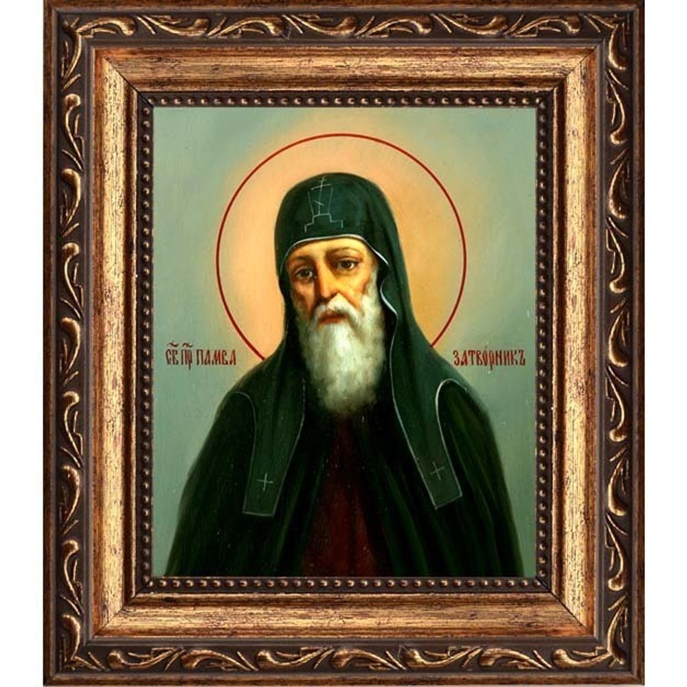 Памва Печерский, затворник, преподобный иеромонах. Икона на холсте.