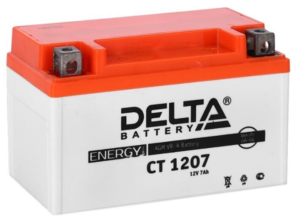 Аккумулятор DELTA Battery AGM 7 А/ч прямой L+ 150x86x94 мото EN 105 А
