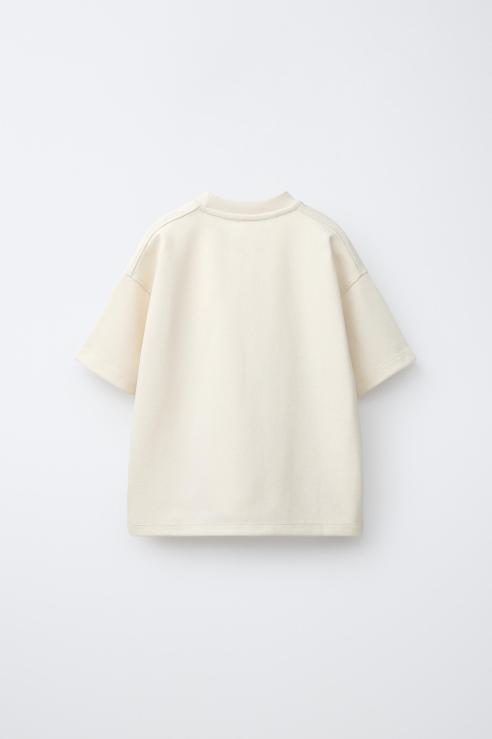 ZARA КОМПЛЕКТ ИЗ ФУТБОЛКИ И ШОРТОВ ИЗ ТКАНИ ИНТЕРЛОК, ЭКРЮ