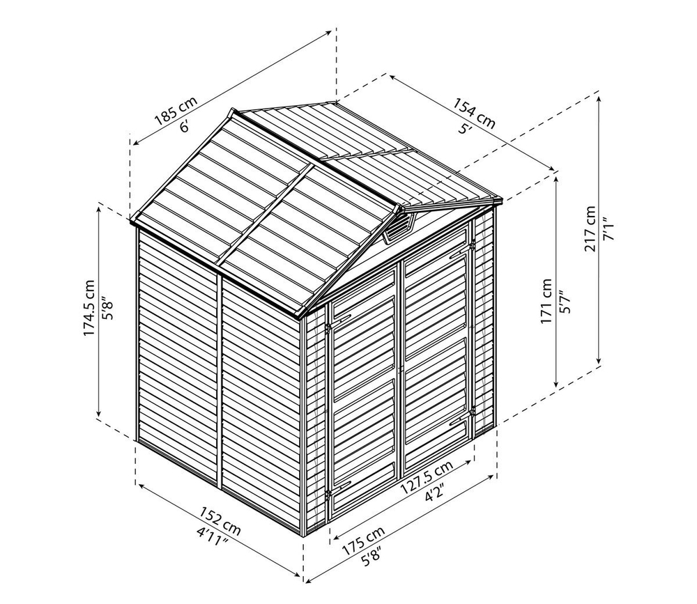 Сарай из поликарбоната Palram SkyLight 6x5 grey
