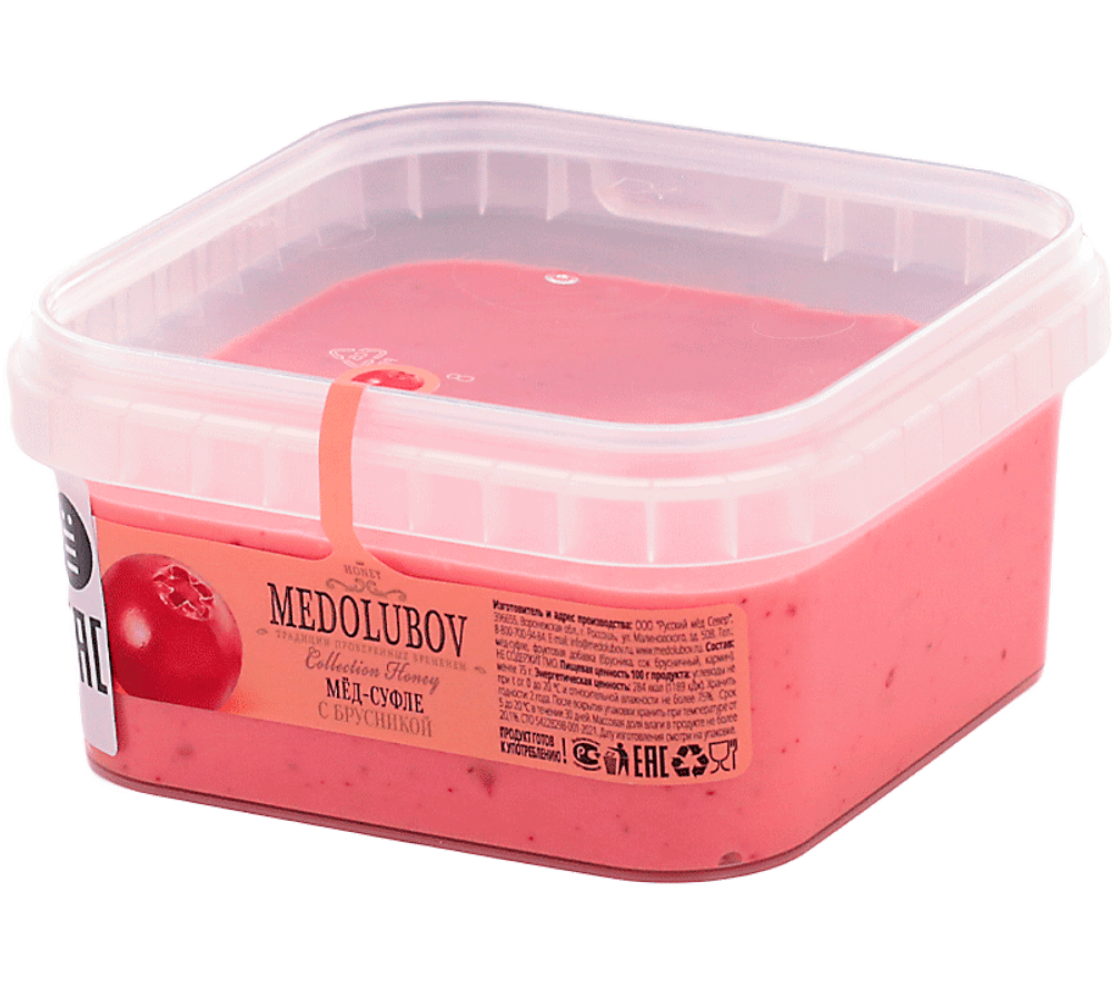 Медовое суфле с брусникой Медолюбов BOX 650 мл