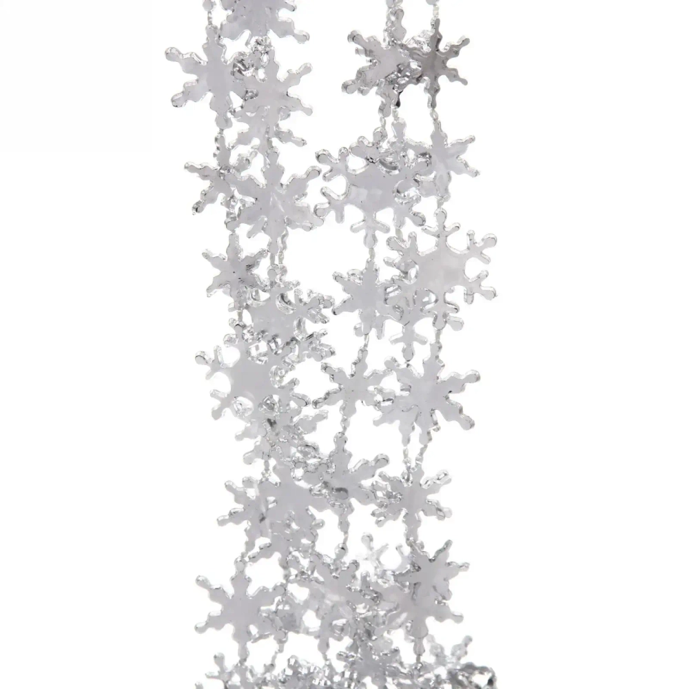 Бусы на ёлку 2,0 м «Снежинки», Серебро
