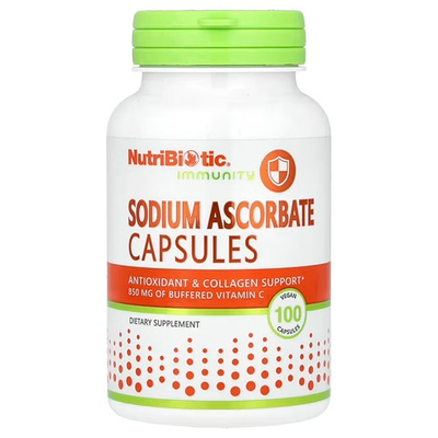 NutriBiotic Immunity, аскорбат натрия, 100 растительных капсул