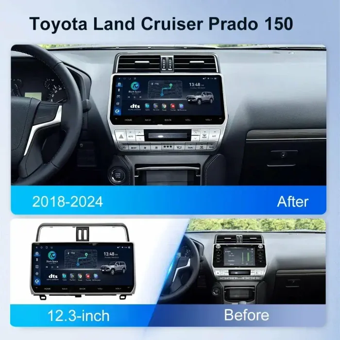 Магнитола для Toyota Land Cruiser Prado 150 2017-2023 - Kuberg KP-T1204 на Android 12, Быстрая, 4G SIM-слот, CarPlay