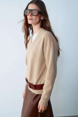 ZARA СВИТЕР ИЗ МЯГКОГО ТРИКОТАЖА, ПЕСОЧНЫЙ