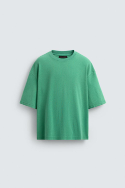ZARA ТОЛСТОВКА BOXY FIT С РЕЛЬЕФНЫМ УЗОРОМ, ЗЕЛЕНЫЙ