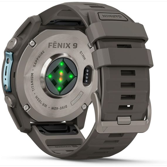 Часы Garmin Fenix 9 — 51mm Titanium with Pebble Gray Silicone Band (010-04763-01)