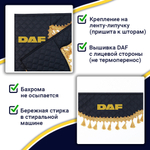 Ламбрекен с косынками двусторонние DAF (экокожа, красный, золотые кисточки)
