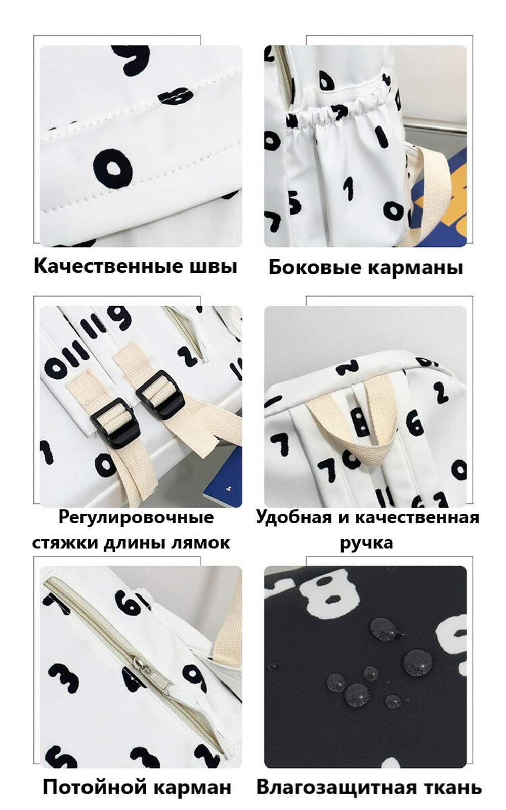 Рюкзак женский мужской школьный, для студентов молодежный, черный