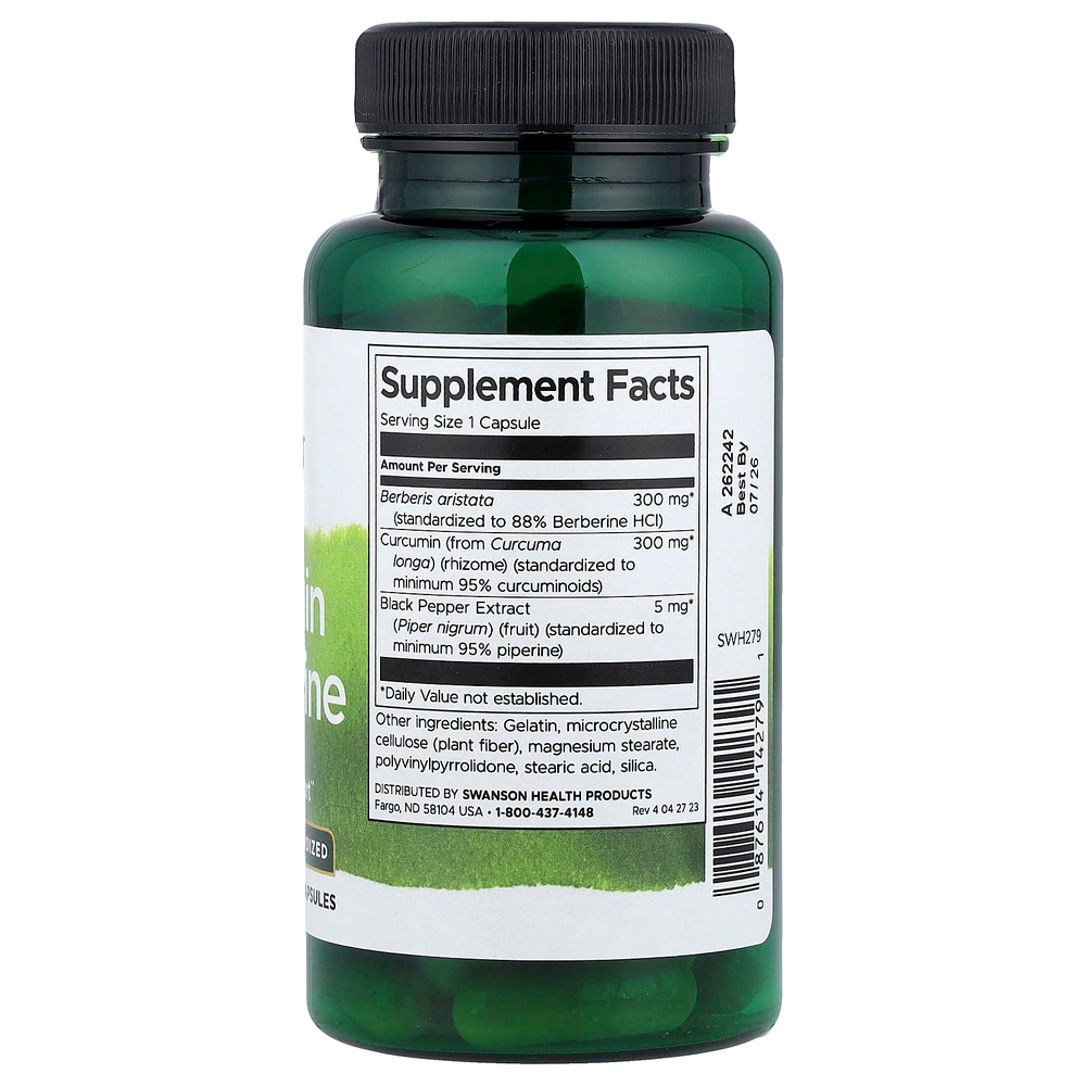 Swanson Vitamins, куркумин и берберин с чёрным перцем, 60 капсул