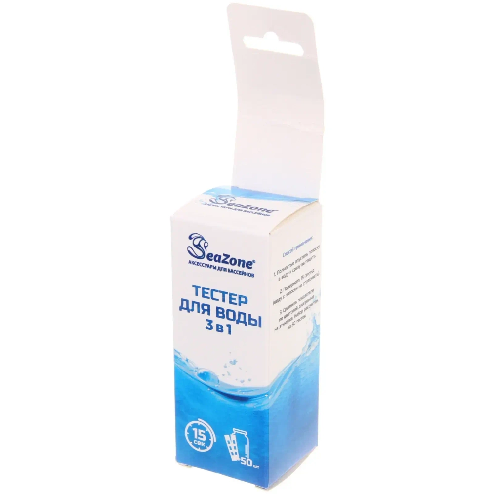 Тестер для воды 3 в 1 TP301: свободный хлор,кислотность (pH), бром, 50 шт., Seazone
