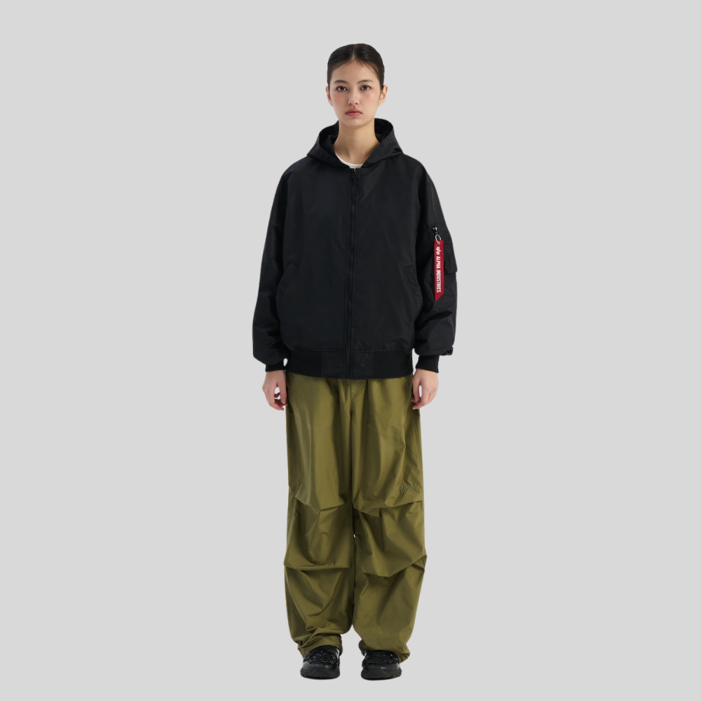 Бомбер Alpha Industries Logo L-2B Hooded Hunter Black (Черный)