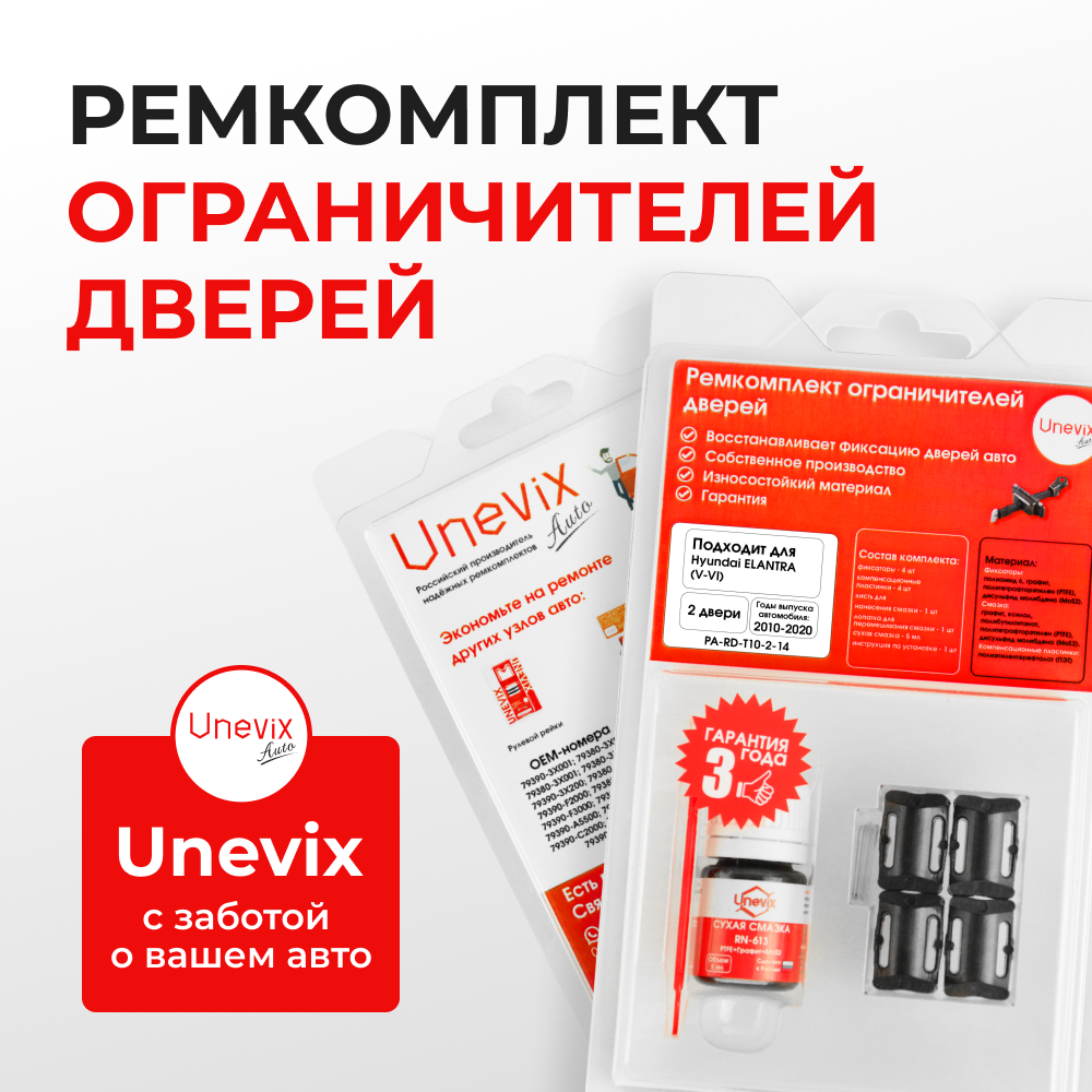 Ремкомплект ограничителей дверей Hyundai ELANTRA (V-VI) AD; MD; UD; JK; GD (2 двери, тип 10) 2010-2020