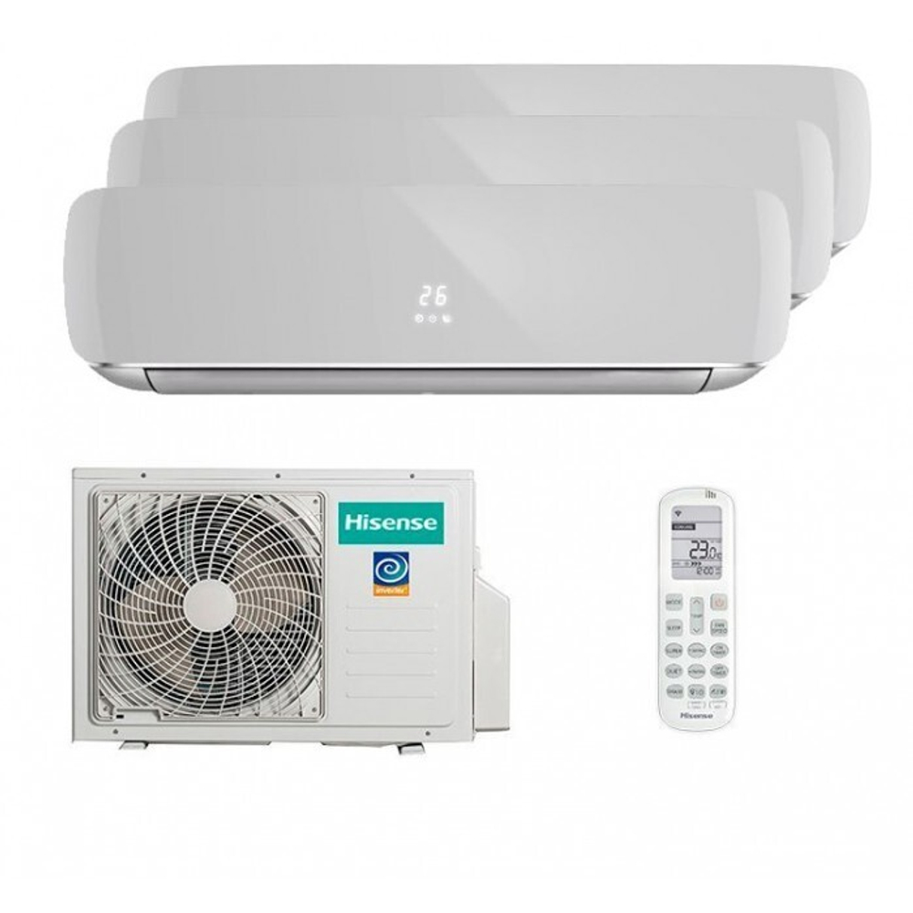 Мульти сплит-система Hisense на 3 комнаты (25+25+25 кв.м.) Silver