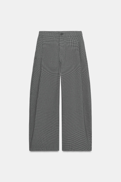 ZARA БРЮКИ BARREL СО СКЛАДКАМИ, ЧЕРНЫЙ/ЭКРЮ