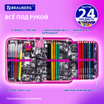 Пенал BRAUBERG с наполнением, 1 отделение, 1 откидная планка, 24 предмета, 21×14 см, «Anime movie», 272349