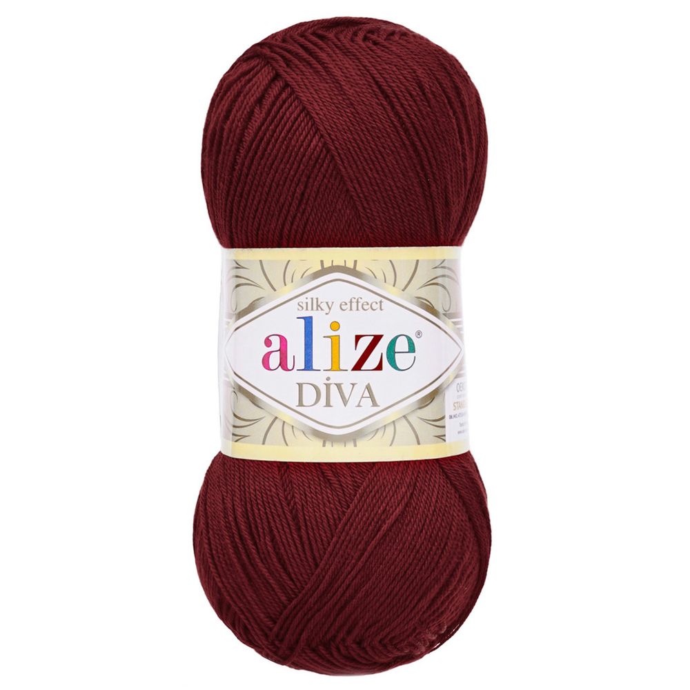 Пряжа Alize (Ализе) Diva / уп.5 мот. по 100 г, 350м, 057 бордовый A