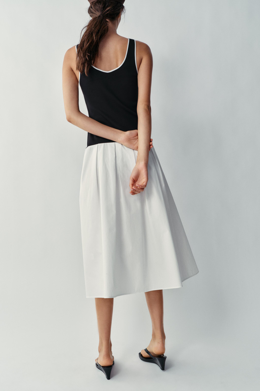 ПЛАТЬЕ МИДИ ИЗ КОМБИНИРОВАННОГО ПОПЛИНА — ZARA