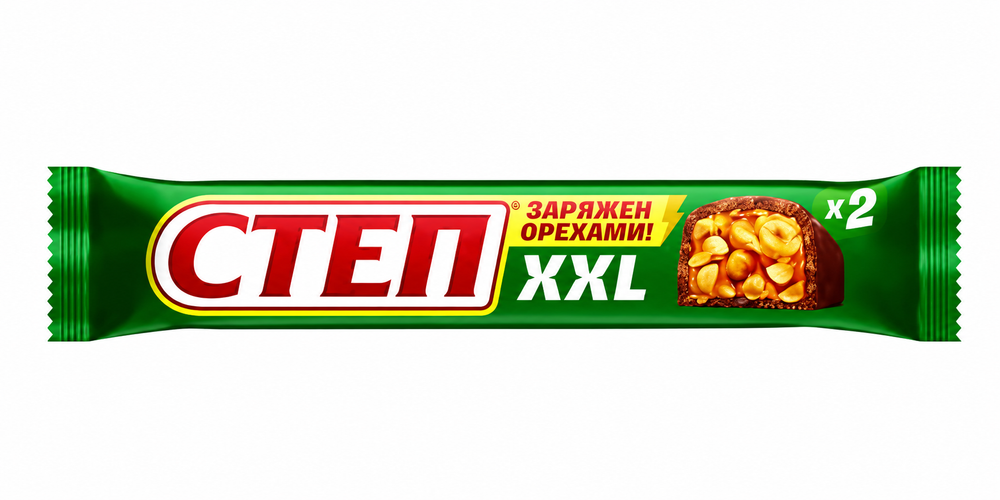 Шоколадный батончик Степ XXL с лесным орехом и карамелью, 20 шт.