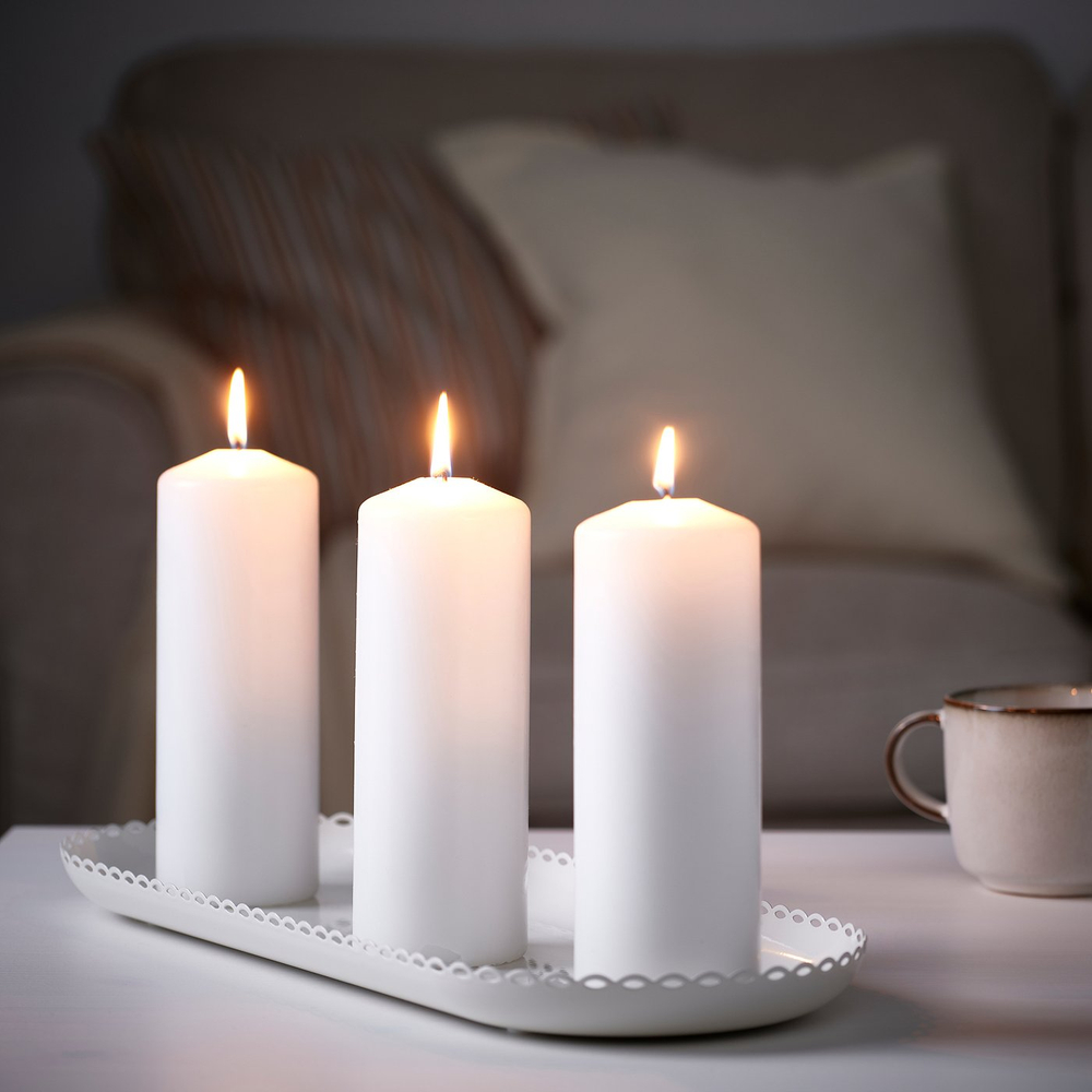 IKEA TURTURDUVA  (ИКЕА ТУРТУРДУВА)  -  Поднос под свечи - кремовый 45x17 см