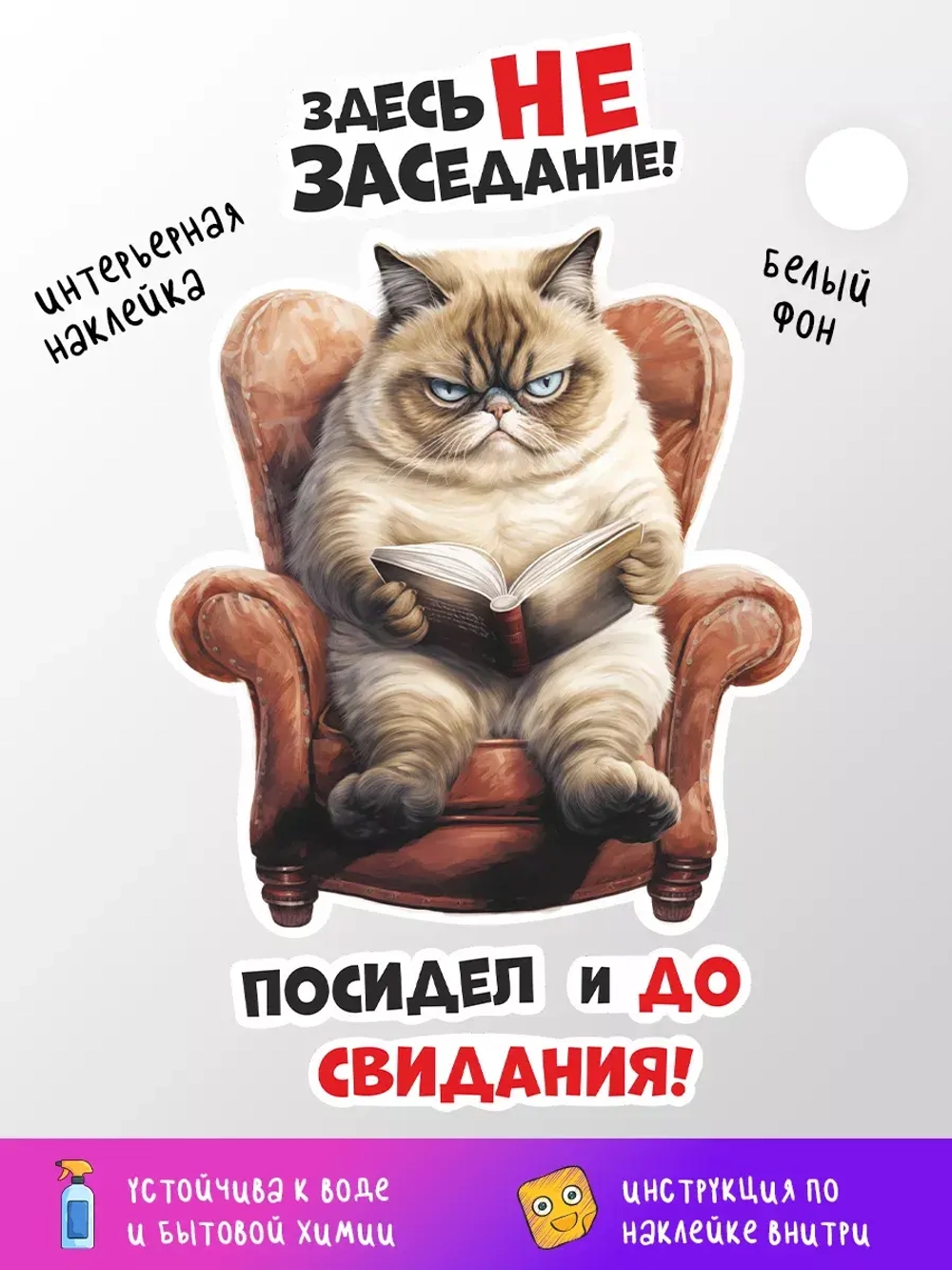 Наклейка интерьерная Кот Здесь не заседание