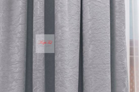 Длинные шторы. Луи (серый). Шторы из стриженного бархата