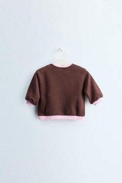 ZARA TIMELESS — ТОЛСТОВКА С КОНТРАСТНОЙ ОТДЕЛКОЙ, КОРИЧНЕВЫЙ