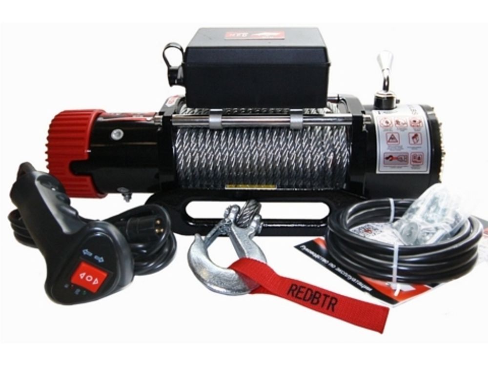 Лебёдка электрическая redBTR серия "HUNTER" 9,5 (12v) с чугунным клюзом
