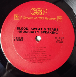 Винтажная виниловая пластинка LP Musically Speaking Blood, Sweat and Tears (USA 1982)