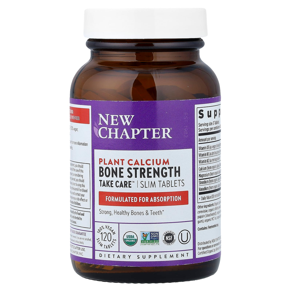 New Chapter, растительный кальций, Bone Strength Keep Care™, 120 веганских тонких таблеток
