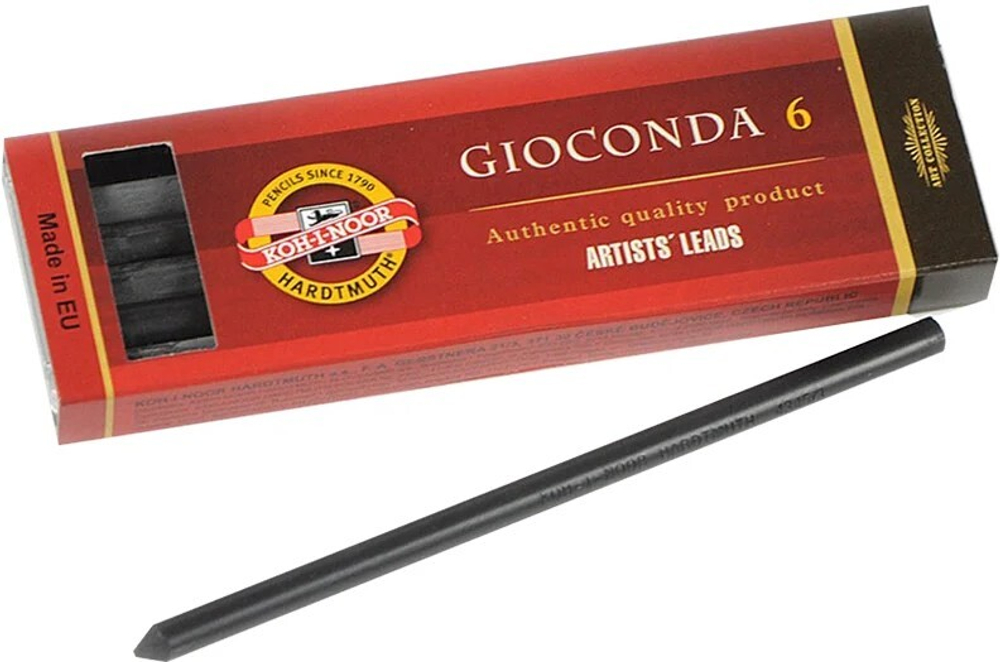 Стержни графитовые Gioconda "KOH-I-NOOR" 4865/2В для рисования, L= 120 мм, D=5,6 мм, 6 шт/уп