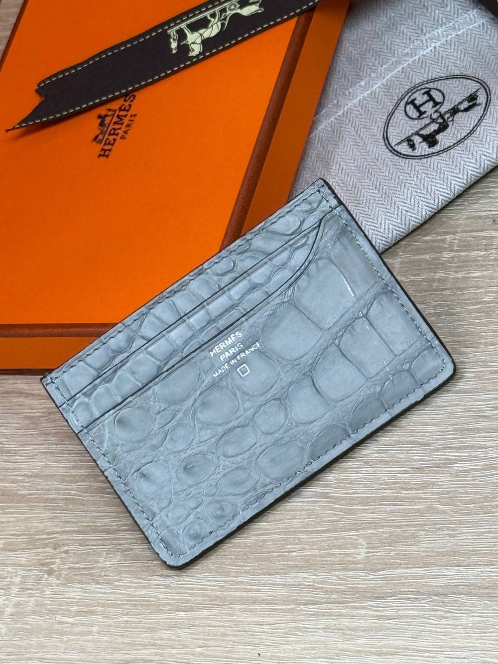 Картхолдер Hermes из кожи крокодила
