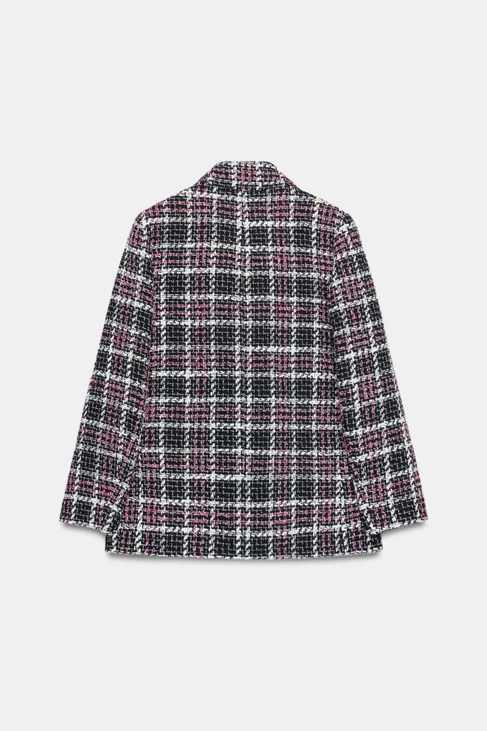 ZARA БЛЕЙЗЕР В КЛЕТКУ ИЗ РЕЛЬЕФНОЙ ТКАНИ, ЧЕРНЫЙ/БЕЛЫЙ