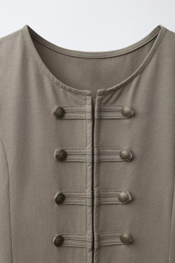 ZARA ПЛАТЬЕ С ВОЛАНАМИ И ЗАСТЕЖКОЙ-КЛЕВАН, ХАКИ