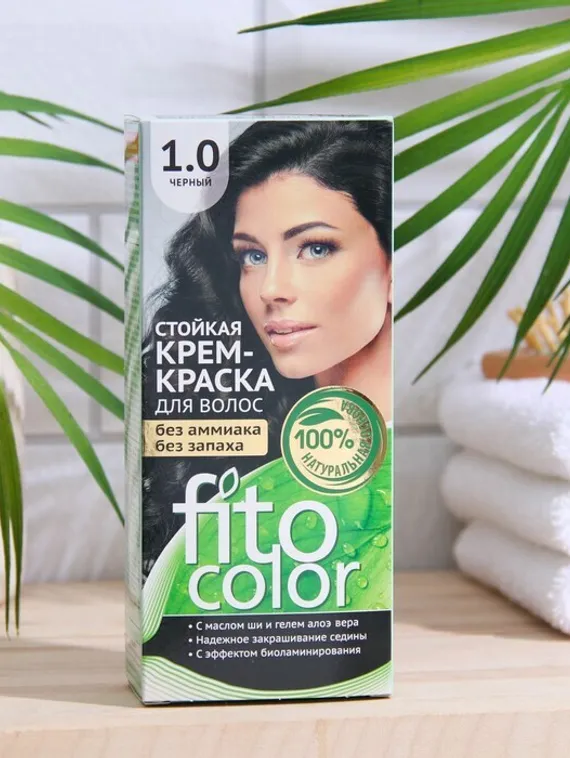 Стойкая крем-краска для волос Fitocolor, тон черный, 115 мл