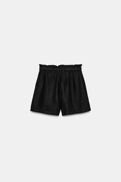 ZARA ШОРТЫ ИЗ 100% ЛЬНА — ZW COLLECTION, ЧЕРНЫЙ