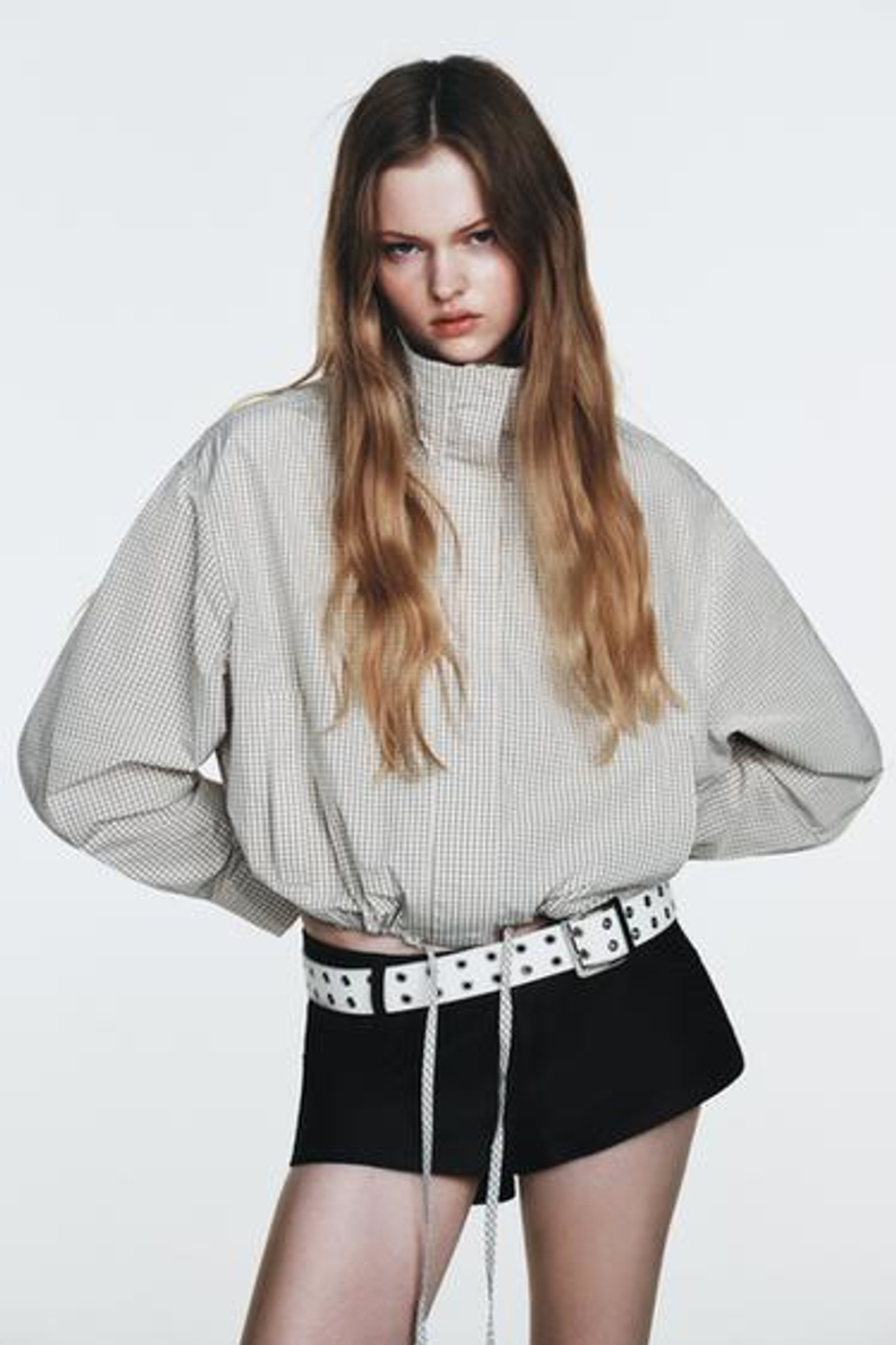 Нейлоновая куртка с каре - ZARA