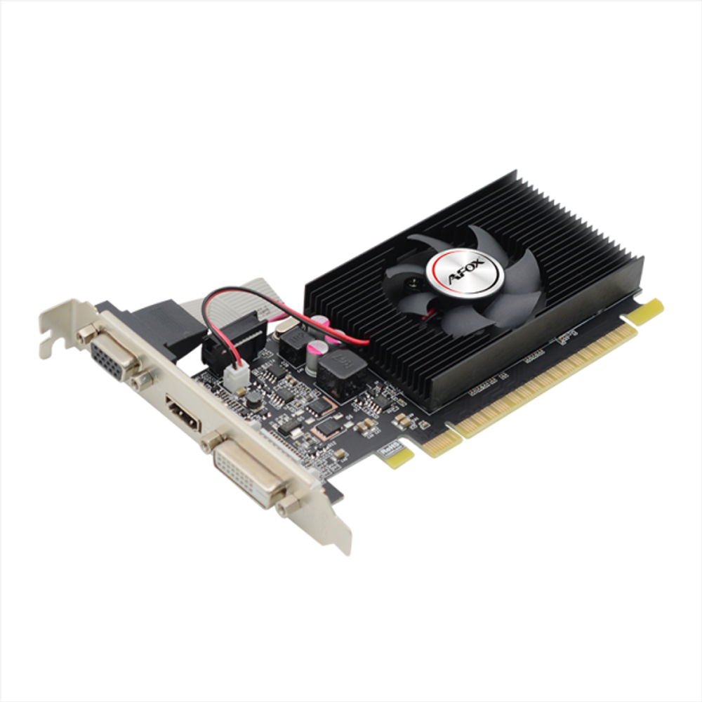 Видеокарта AFOX NVIDIA GeForce GT710, 1Гб GDDR3, 64 бита, LP, Retail, PCIe3.0, 1xFAN, 1-SLOT, 19Вт, VGA, HDMI, DVI (AF710-1024D3L8)