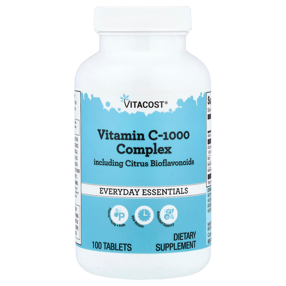 Vitacost, комплекс витамина C-1000 с цитрусовыми биофлавоноидами, 100 таблеток
