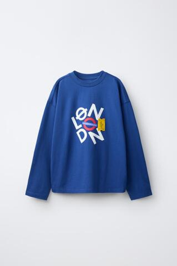 ZARA ФУТБОЛКА С ПРИНТОМ TRANSPORT FOR LONDON ©, СИНИЙ