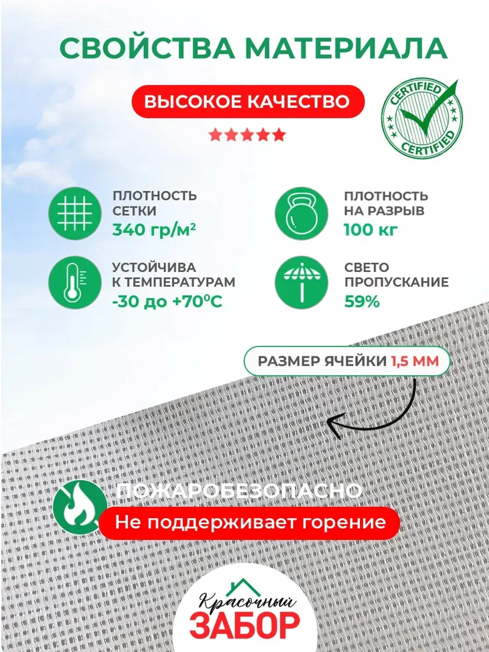 Фотосетка на забор на дачу балкон для декора 2,16х1 м