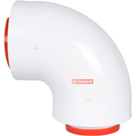 ROMMER Начальный участок 90 гр. 60/100 (Baxi (кроме ECO Nova/Classic), Ariston, Vaillant, Viessmann, Kiturami, Mizudo, Beretta, Oasis, Wolf, Haier, Tiberis, DeDietrich, Arderia) хомут в комплекте + втулка D60 L-50