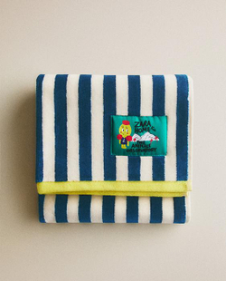 ZARA HOME ДЕТСКОЕ БАННОЕ ПОЛОТЕНЦЕ ИЗ ВЕЛЮРА X THE ANIMALS OBSERVATOR, СИНИЙY