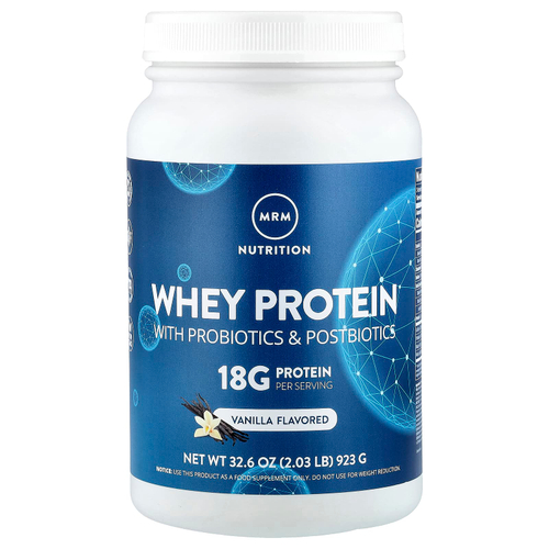 MRM Nutrition, сывороточный протеин с пробиотиками и постбиотиками, ваниль, 923 г (2,03 фунта)