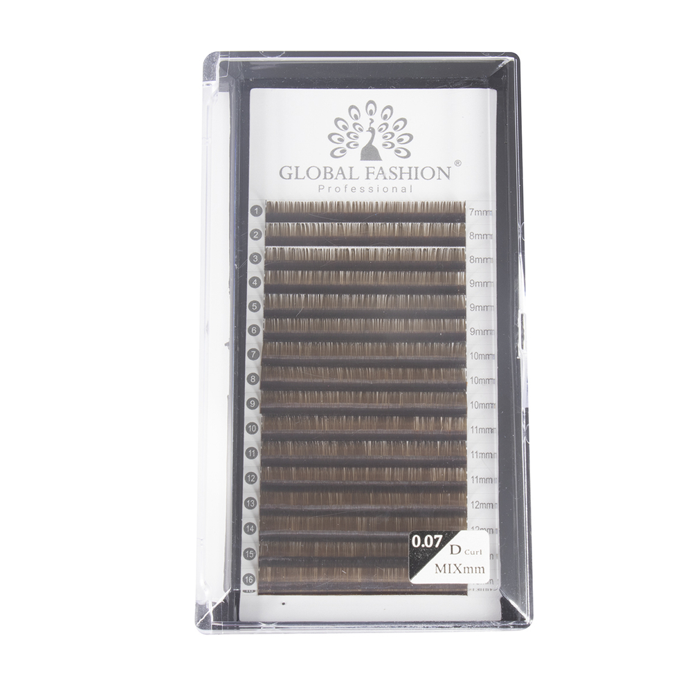 Набор ленточных ресниц Global Fashion Premium Lashes микс (7-13 мм) D 0.07, чёрный