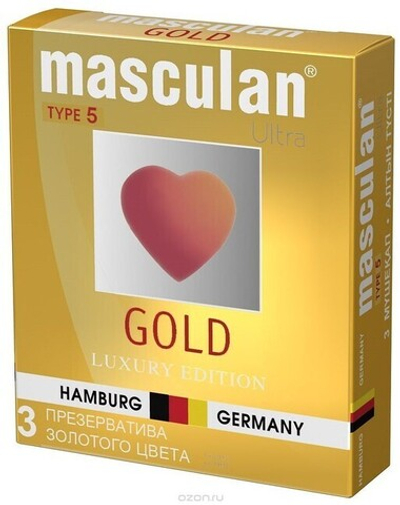 Презервативы Masculan тип 5 (ЗОЛОТОГО ЦВЕТА) с ароматом ванили 3 шт. (Цвет: золотой)