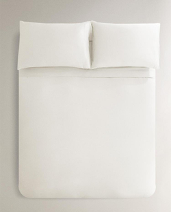 ZARA HOME САТИНОВЫЙ ПОДОДЕЯЛЬНИК, БЕЛЫЙ