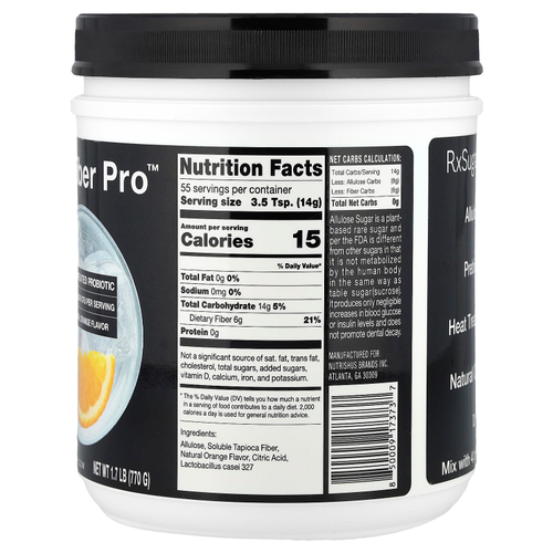 RxSugar, Fiber Pro ™, натуральный апельсин, 770 г (1,7 фунта)